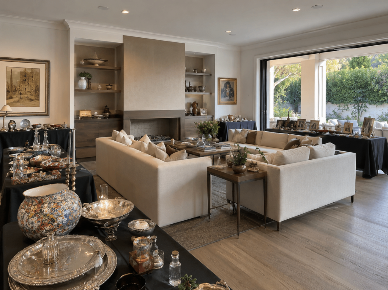 Calabasas estate sale setup with designer furniture and curated art collection — Triumphant Estate Sales Los Angeles