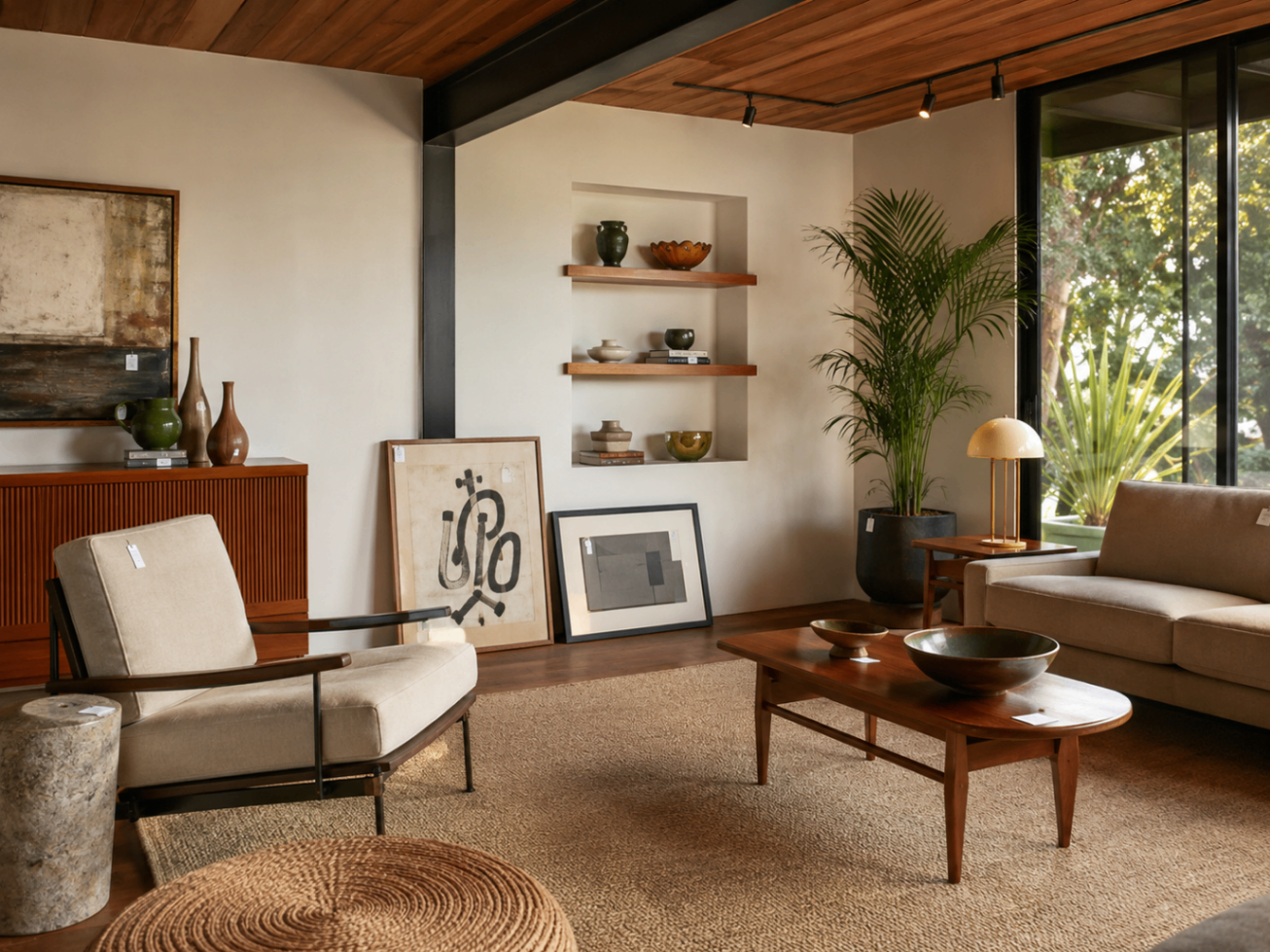 Brentwood contemporary estate sale with modern furniture, curated art, and designer objects — Triumphant Estate Sales Los Angeles