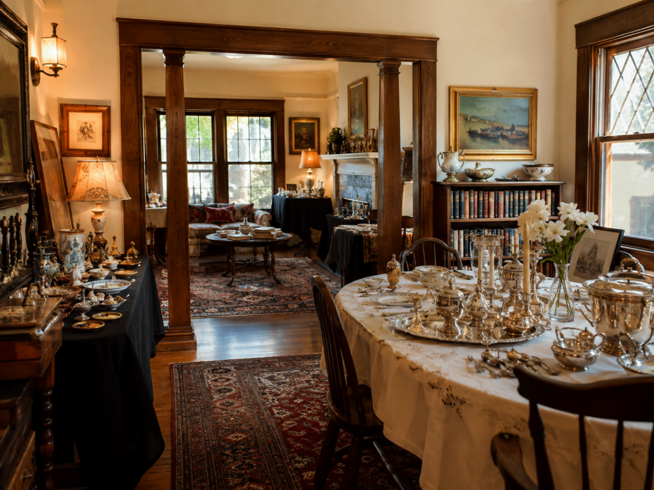 Larchmont Village bungalow estate sale with Arts and Crafts furniture and California pottery — Triumphant Estate Sales