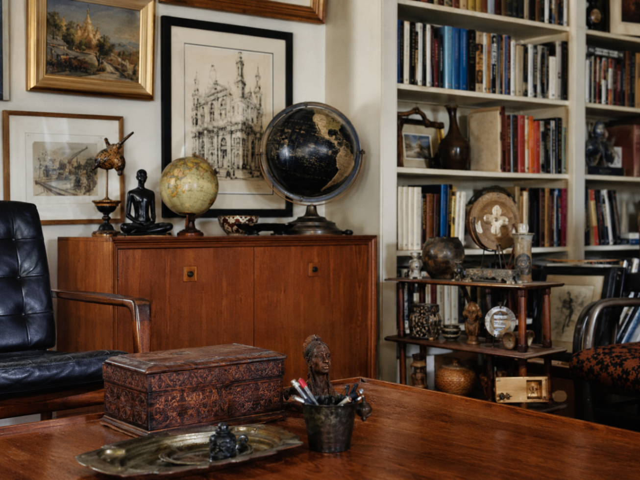 Woodland Hills estate sale setup with living room furniture, art, and vintage collectibles — Triumphant Estate Sales