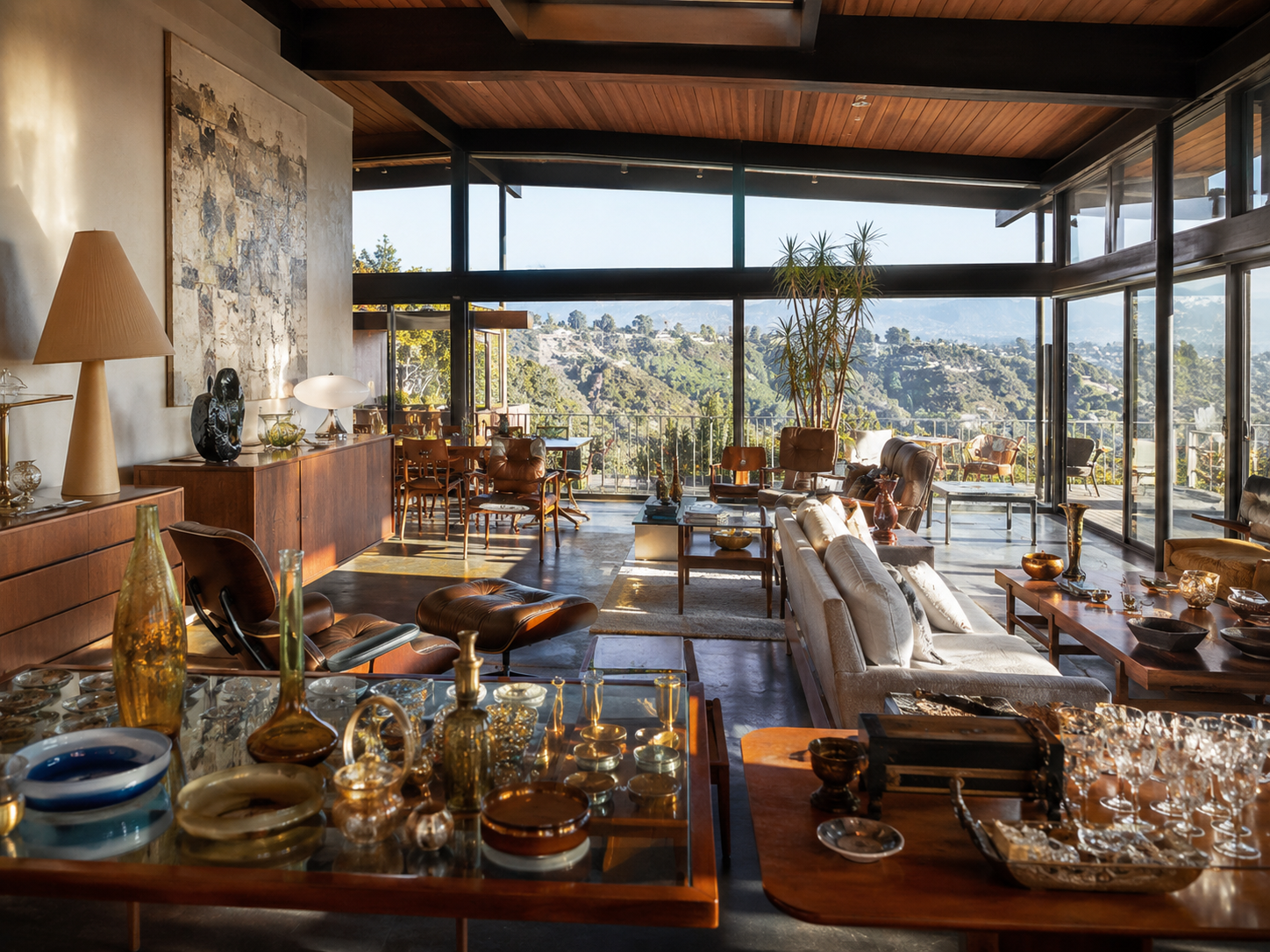 Pasadena Craftsman home staged for estate sale with mission oak furniture and California pottery — Triumphant Estate Sales