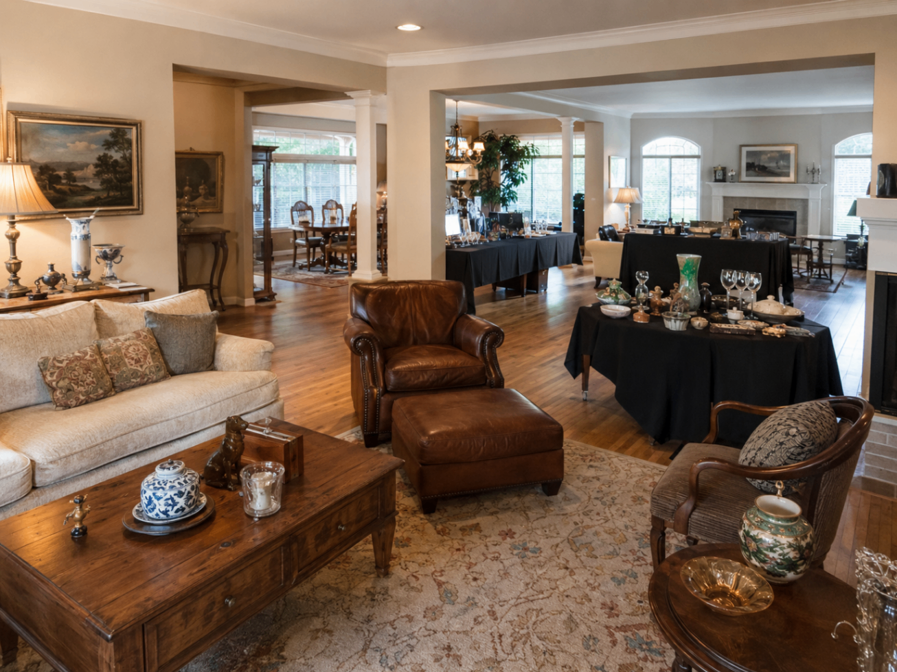 Westwood estate sale in academic professional home with books, mid-century furniture, and vintage art — Triumphant Estate Sales
