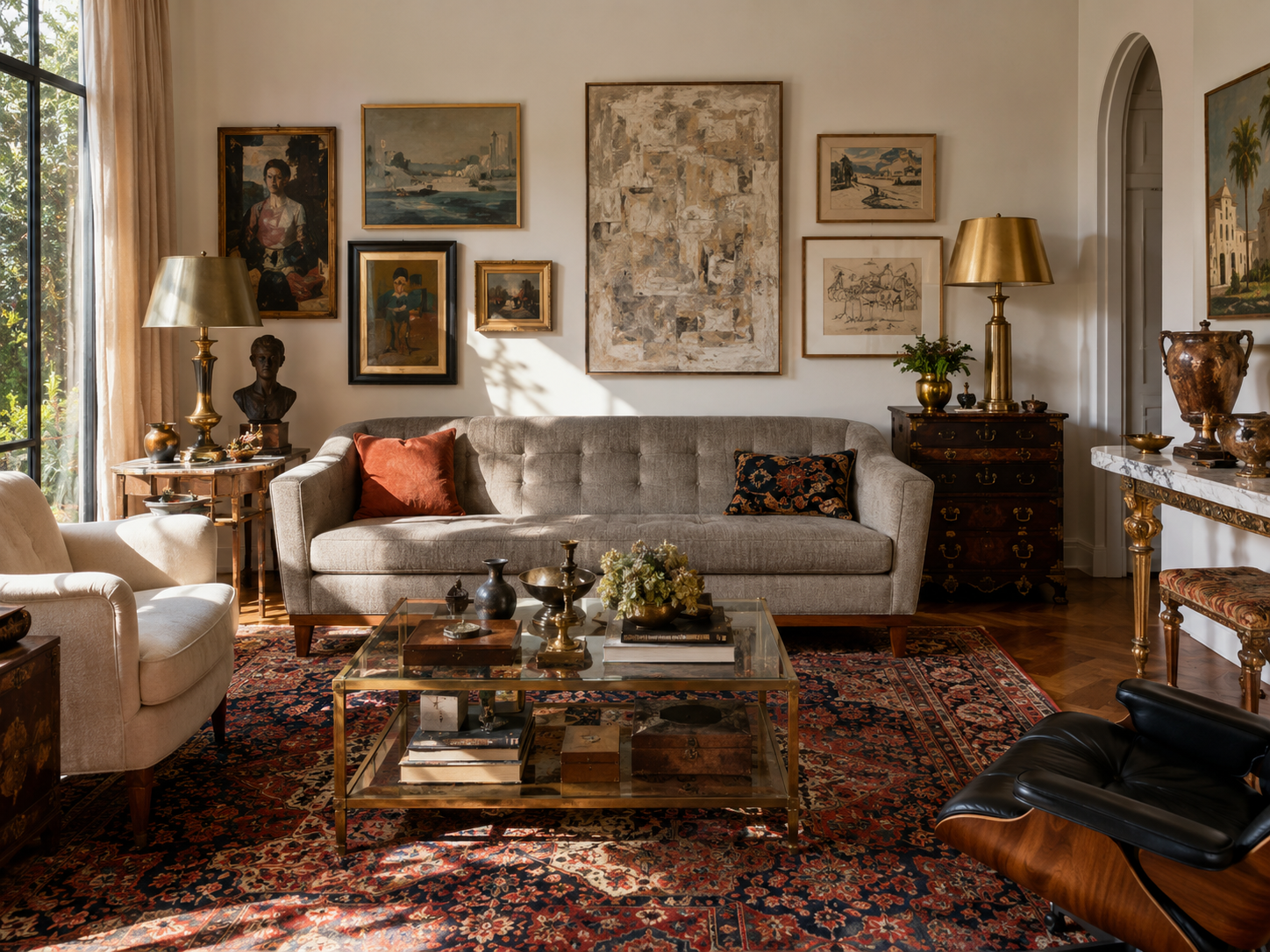Hollywood Hills estate sale setup with mid-century modern furniture and canyon views — Triumphant Estate Sales Los Angeles